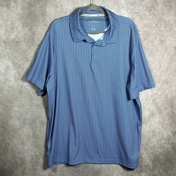 Rorie Whelan Golf Polo Shirt Mens Size XXL Blue Herringbone Short Sleeve Outdoor - Picture 1 of 8
